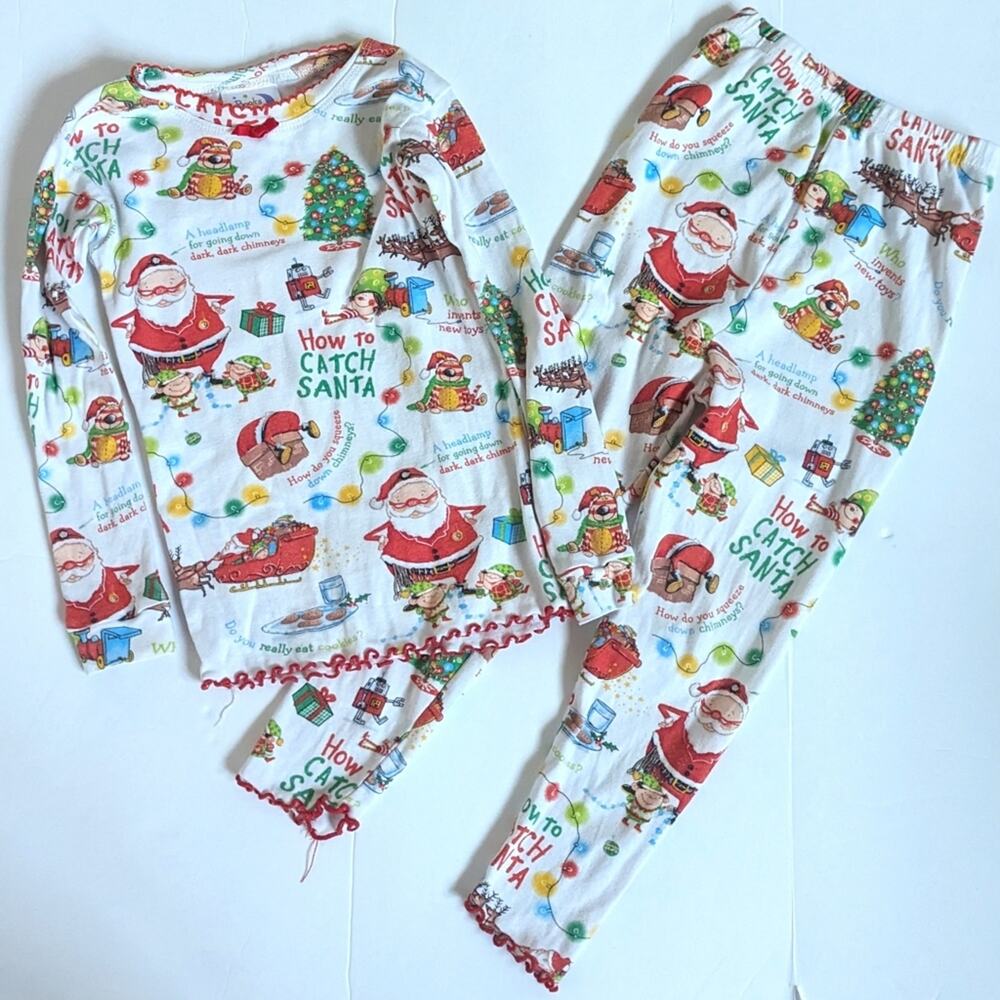 Books to Bed Pajamas Girls Sz 5 Christmas How to Catch a Santa